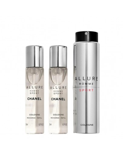 CHANEL ALLURE HOMME SPORT COLOGNE 3 x 20 ml TWIST & SPRAY RECARREGÁVEL